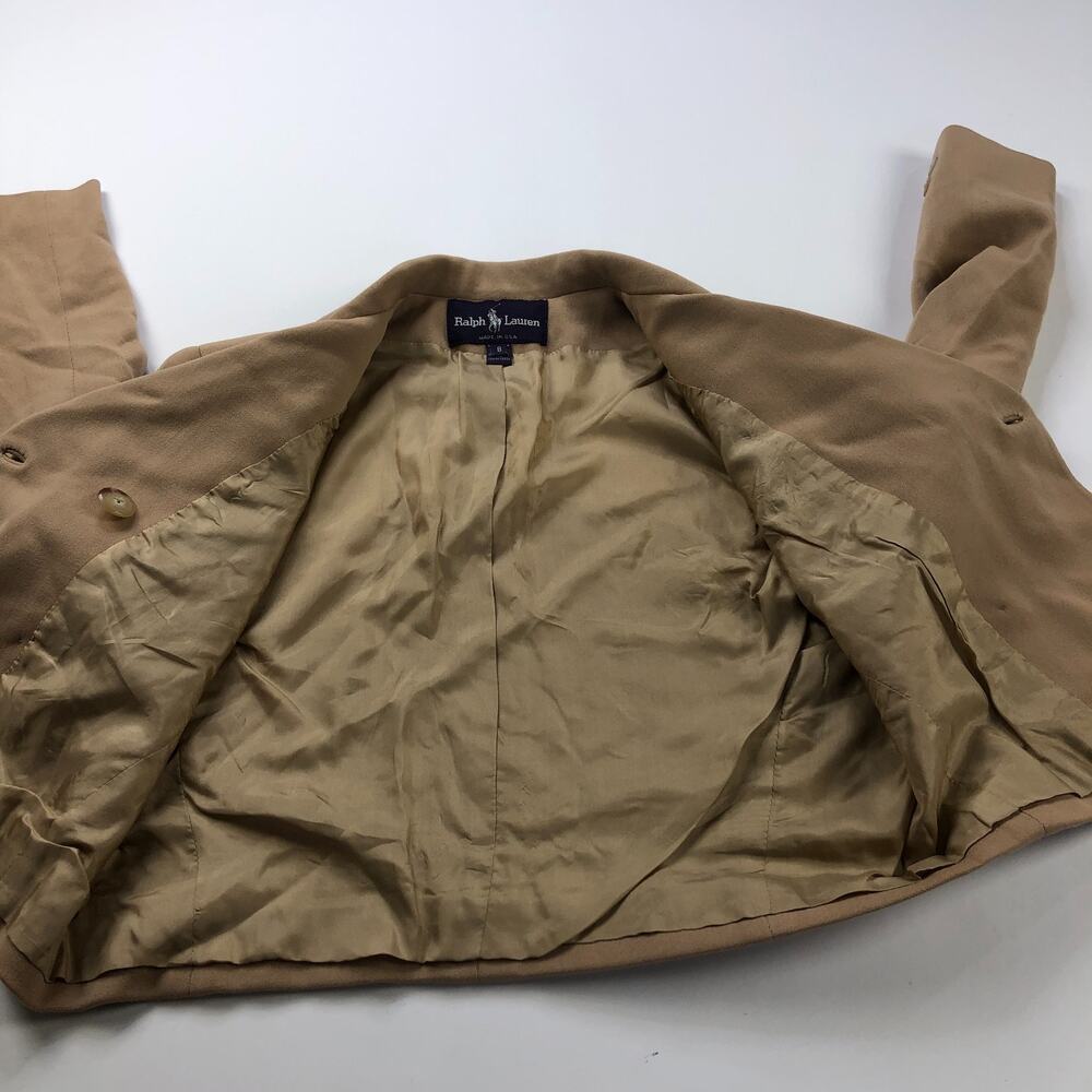 Ralph Lauren Purple Label Crop 100% Wool Size 8 Button Blazer Jacket Beige MINT - Picture 8 of 11